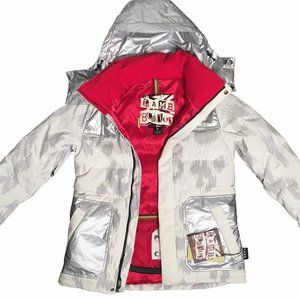 NEW Rare $399 Burton x Lamb Blitz Jacket! Sm  Snow Leopard  Down Fill Dryride 2L